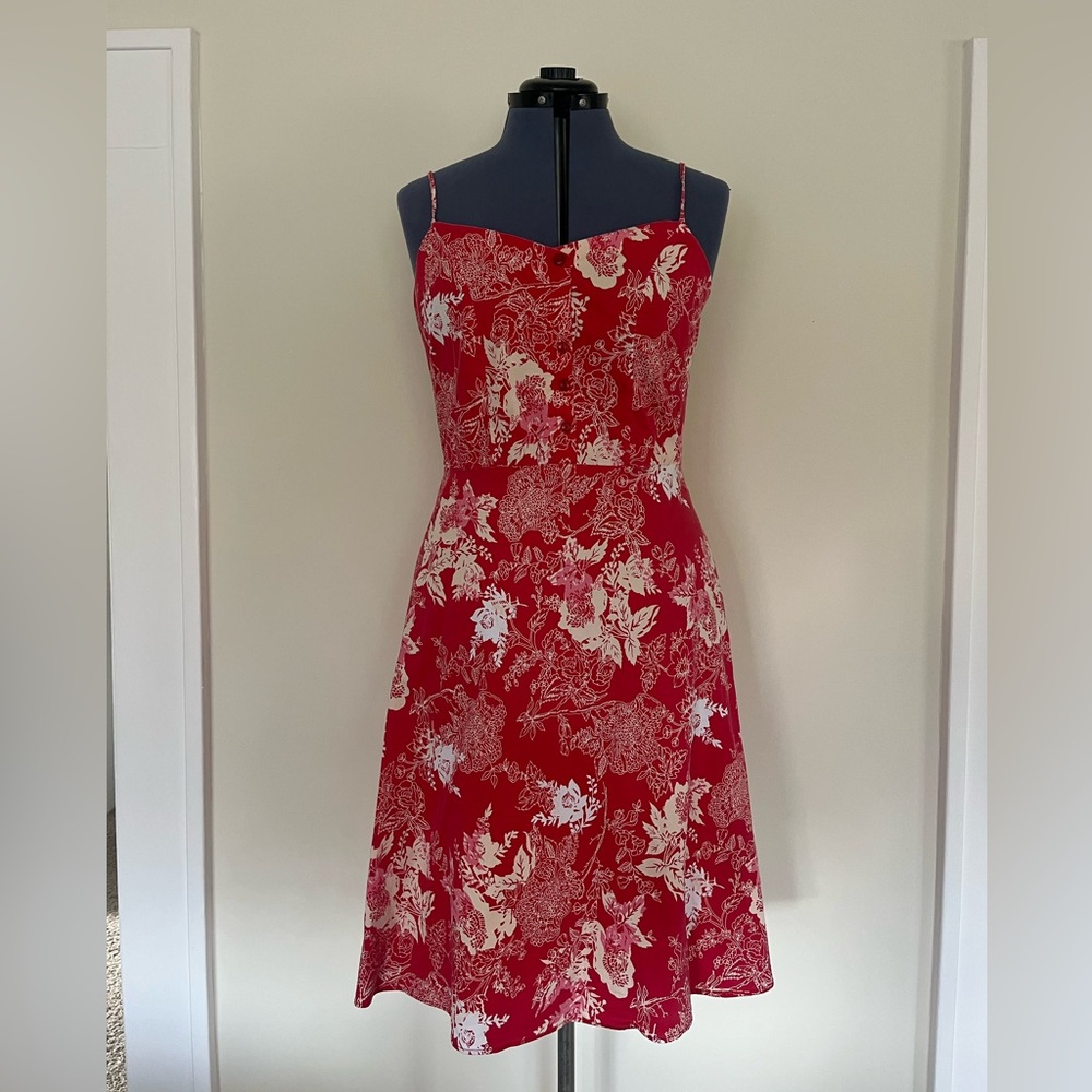 Torrid Red and White Floral Midi Dress